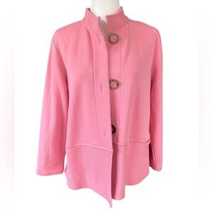 Habitat Clothes‎ To Live In Terry Pink Coral Peach Button Up Collared Jacket- Xs